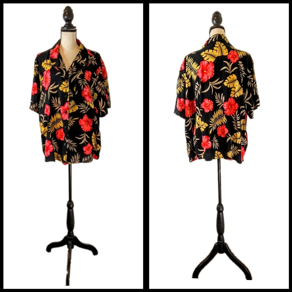 Vintage :: Classic Elements Hawaiian Tropical Button Up Shirt Short Sleeve
